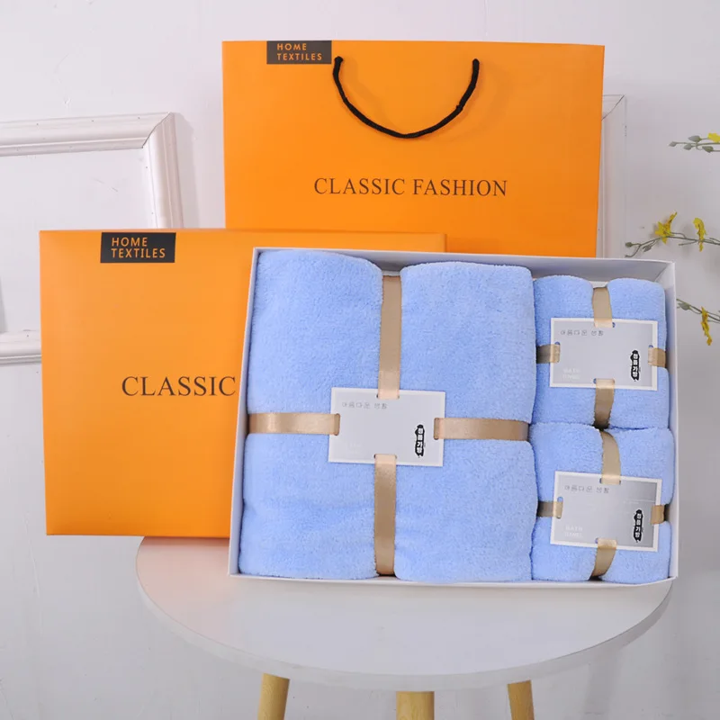 towels wholesale Bath Towel Microfiber  Coral Velvet Luxury Hotel Gift Box Bath Towels Set set Custom