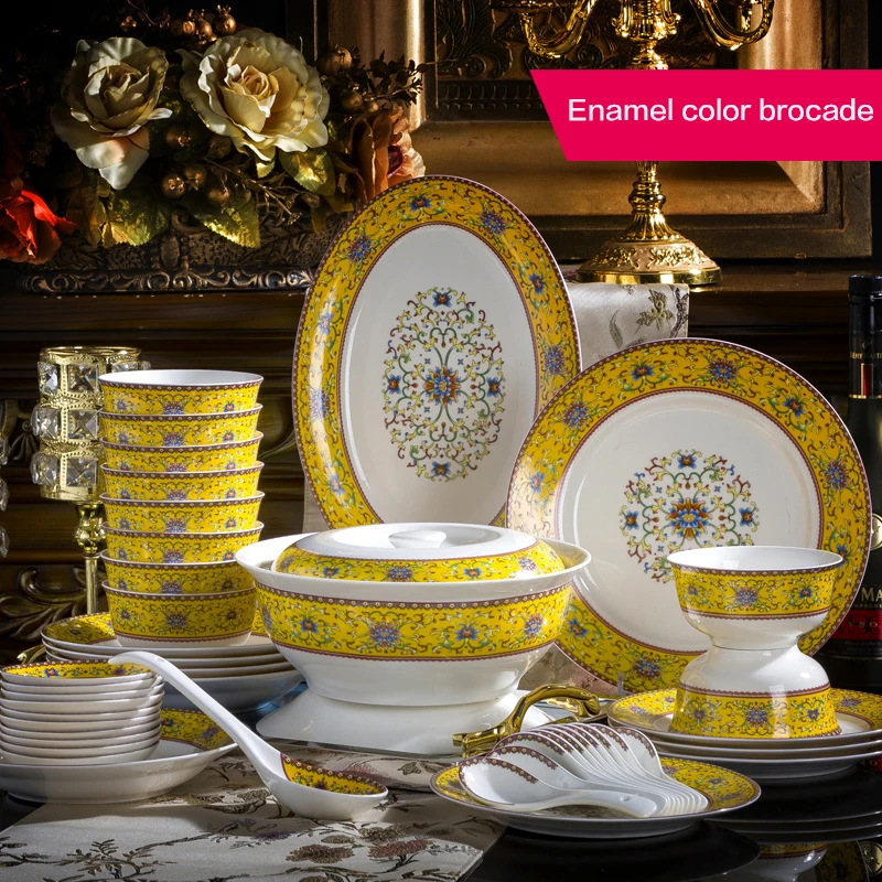 56pcs Bone China tableware set bowl plate set household ceramic tableware daily ceramic dinnerware set