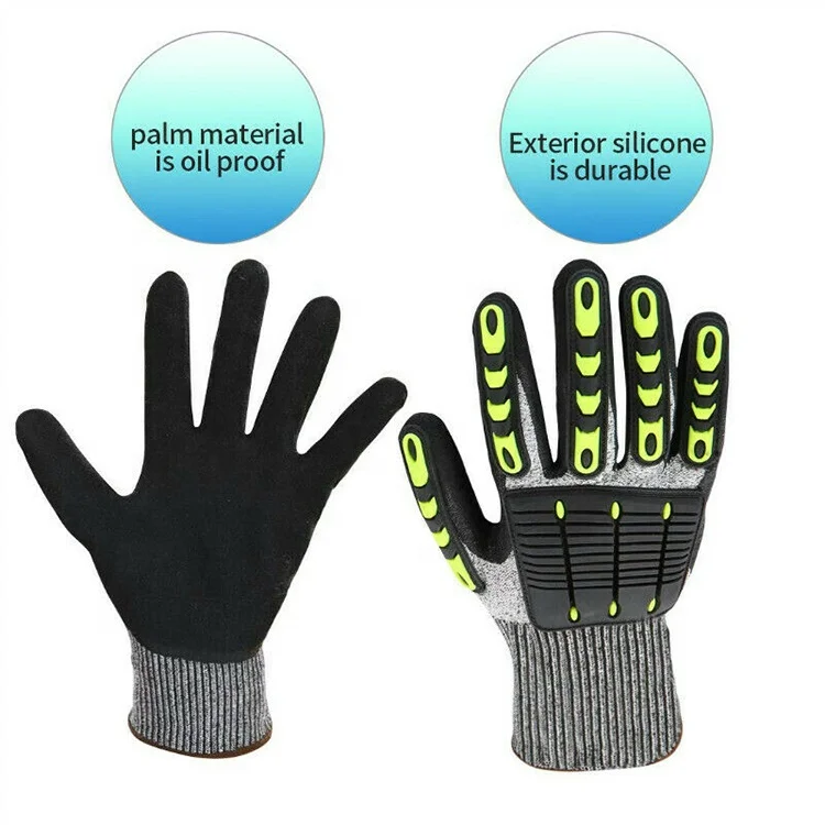 13Ge Hppe Shell Mechanic Gloves Anti-cut Oil And Gas Level 5 Cut Resistant Safety Glove