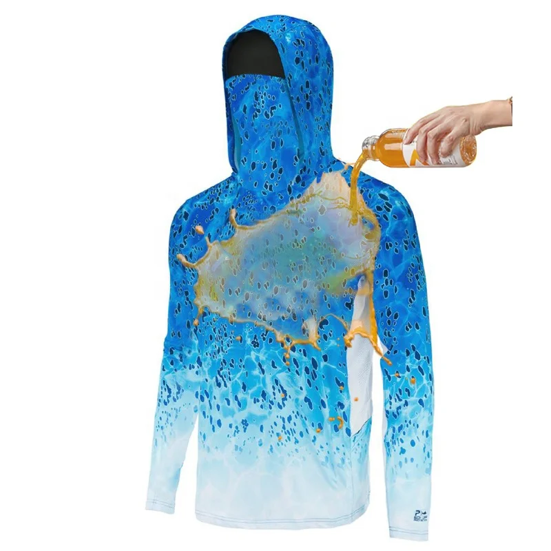 Custom Upf 50+  Waterproof fabric long sleeve fishing shirts uv protection Men waterproof t shirt fishing hoodie