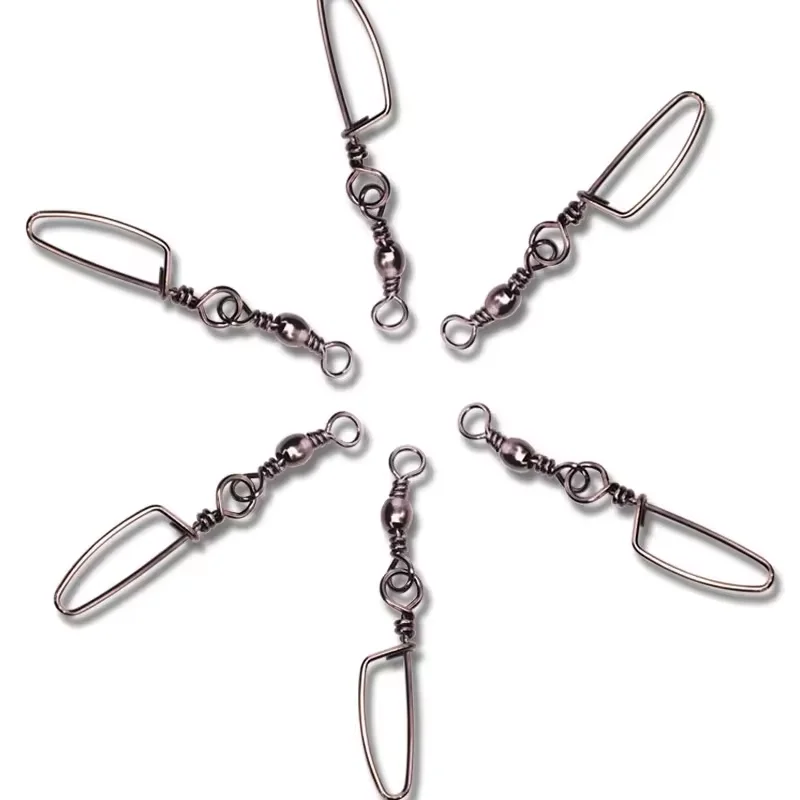 ZHUO RUN Fishing Swivels Ball Bearing Swivel With Safety Snap Solid Rings Rolling Swivel For Carp Fishing Accessories