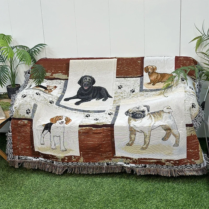 Animal series jacquard woven blankets wholesale High Quality Gobelin Tapestry blankets woven custom