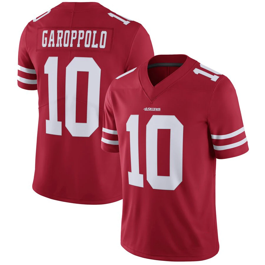 Jimmy Garoppolo 10 униформа американского футбольного клуба Джерси высшего качества сшитая мужская спортивная рубашка дешевая оптовая