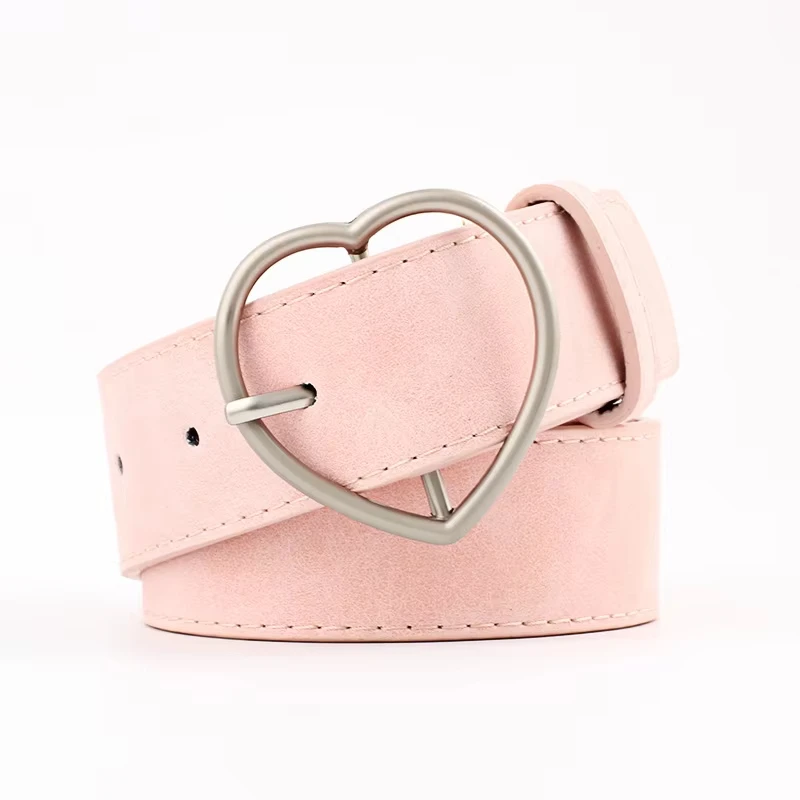 Factory Direct Sale Fashion Casual Pu Belt For Ladies High Quality Heart Shape Belt Buckle Leather Belt