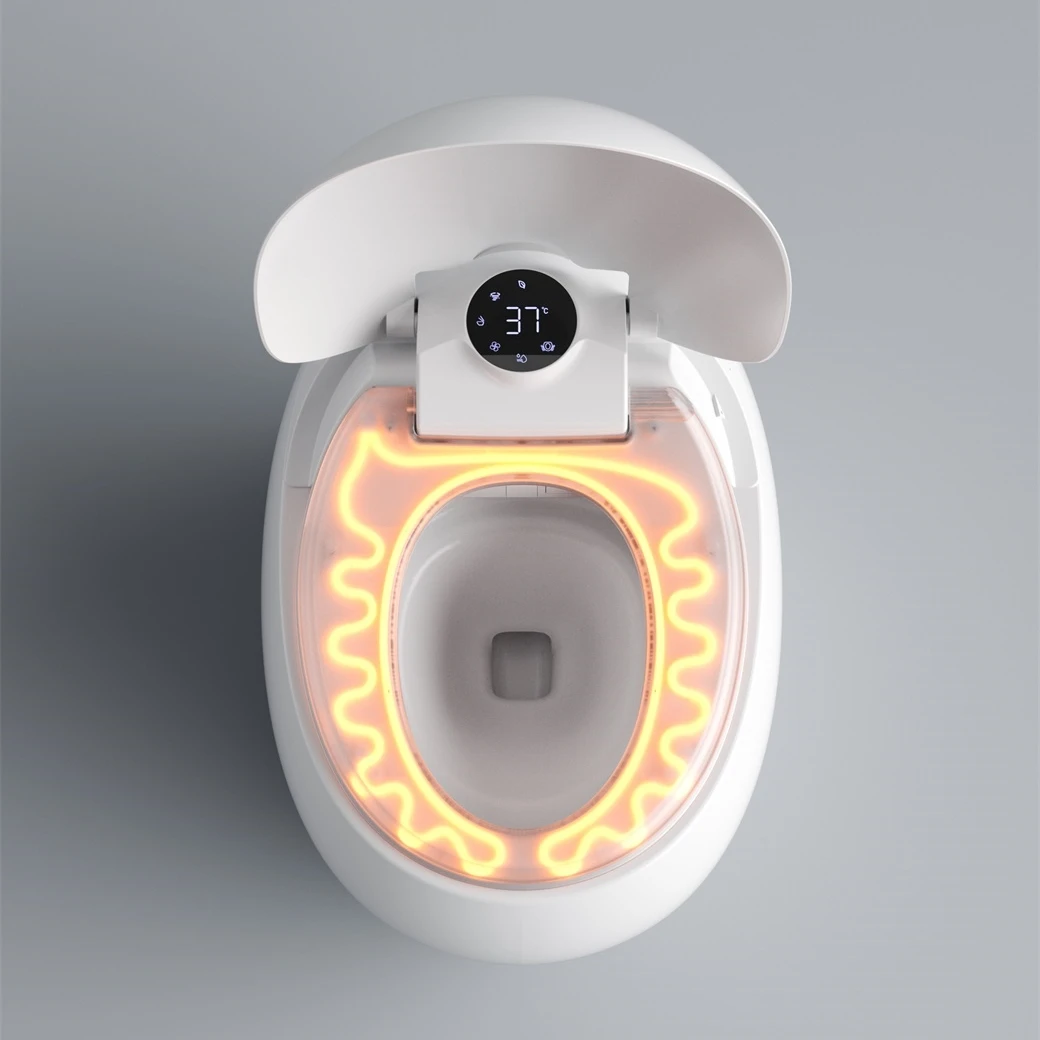 Shaped Water Closet One Piece Luxury Wc White Color Foot Flush Egg-Shaped Floor Mount Egg Shape Smart Toilet