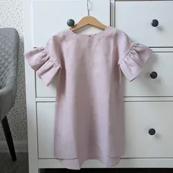 Wholesale short sleeve girls boutique clothing kids baby clothes girl linen dress