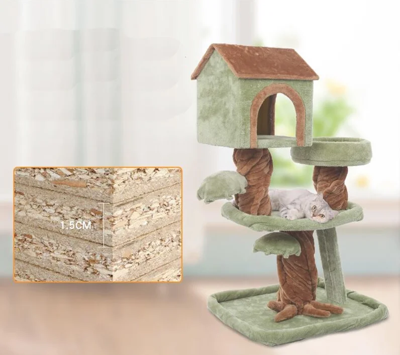 Wholesale Manufacturer Custom Tree Like Multi-layer Plush Cat Tree Simulated Plant Cat Furniture
