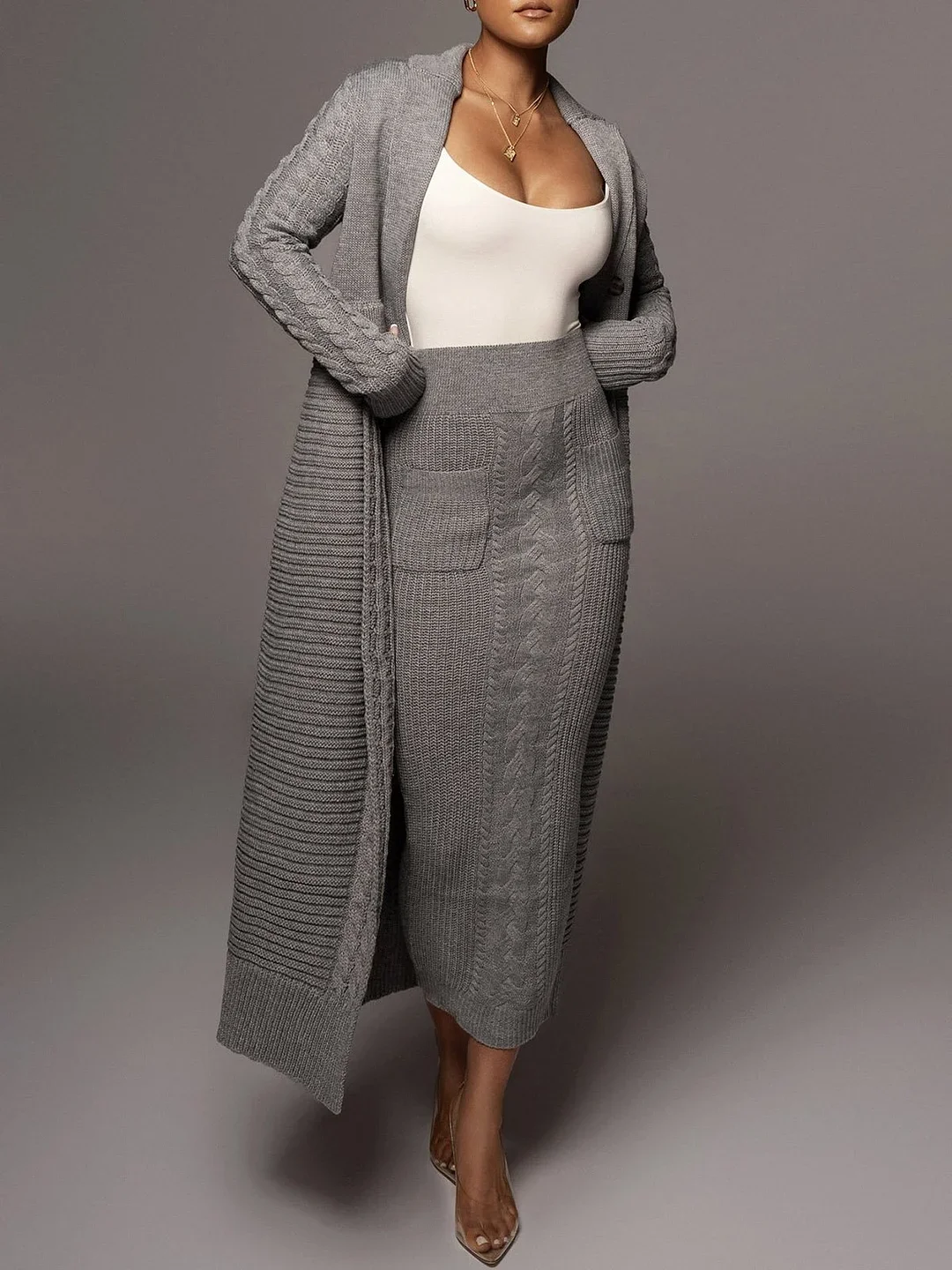 Manufacturers Knitwear Winter Autumn Knit Skirt Women Thick Warm Long Solid Skirts