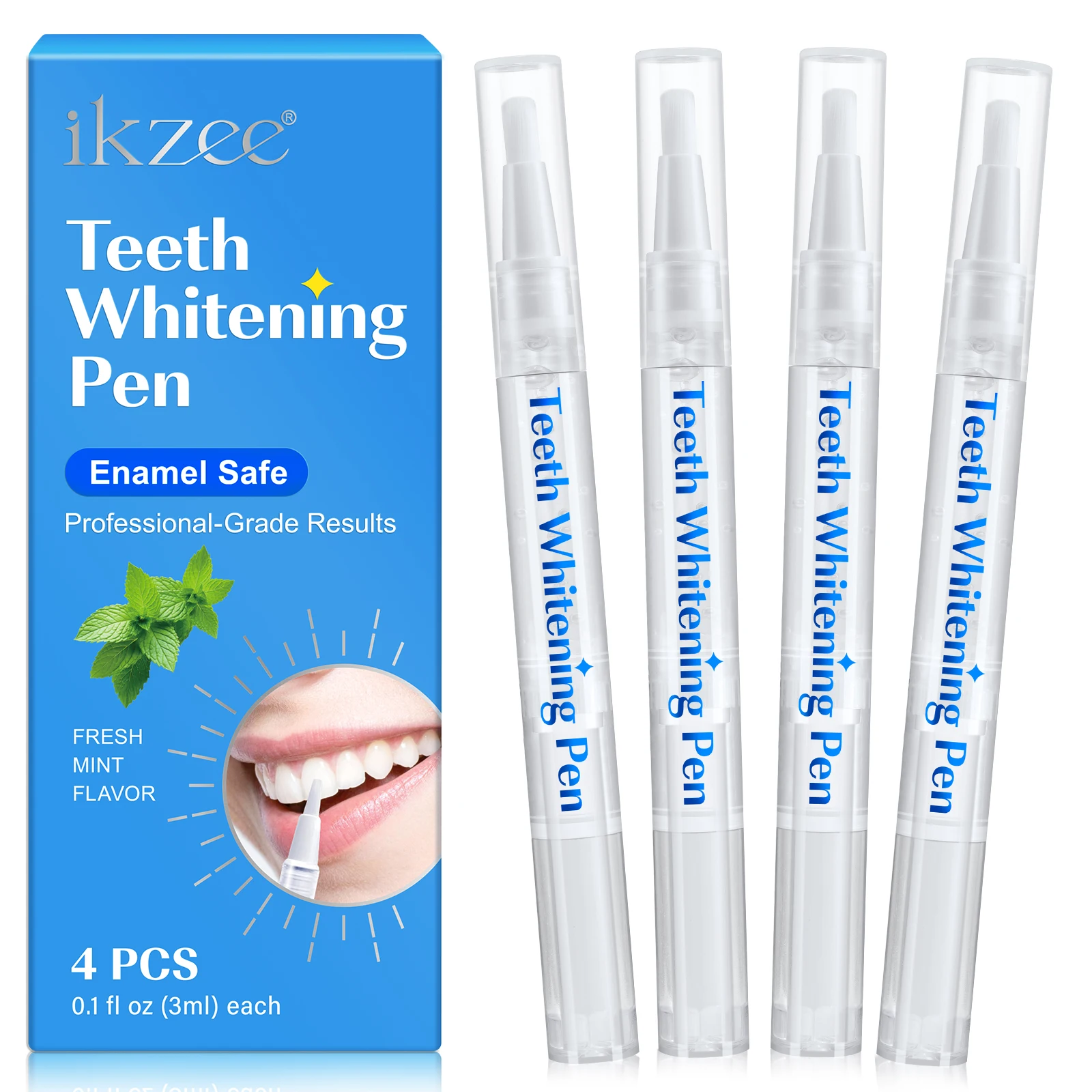 IKZEE carbamide peroxide 0.05% mint 4pcs dazzling white instant teeth whitening pen kit teeth whitening gel pen