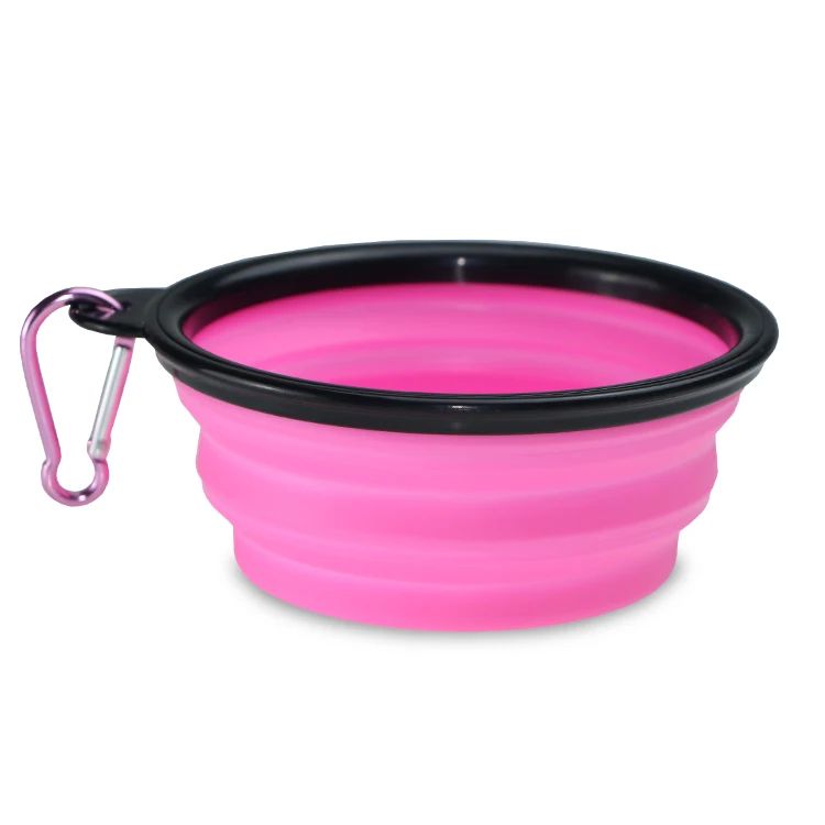 Colorful bowl collapsible dog cat bowl Camping/Hiking/Walking Bowl with Carabiner Clip