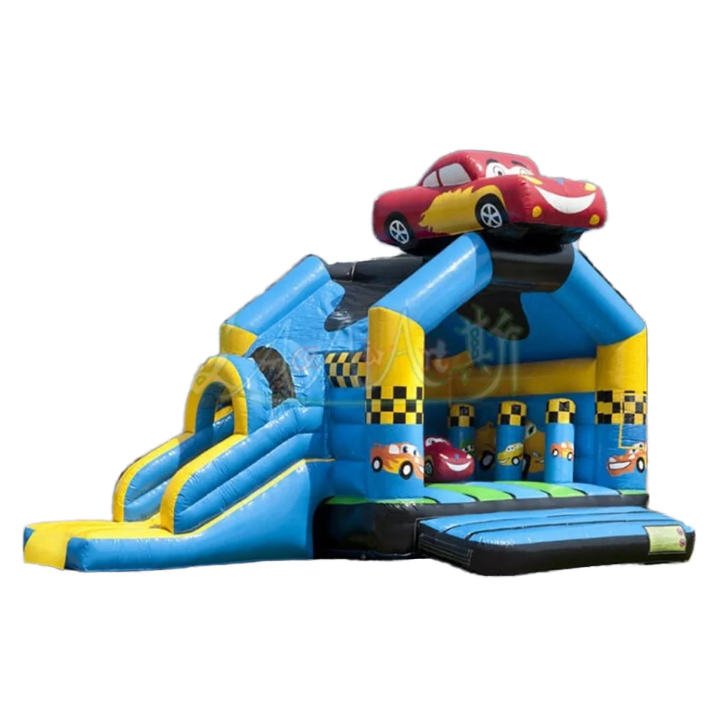 Inflatable Truck Trampoline for Indoor and Outdoor Party Events Bouncy House with Cartoon Slide for Year-Round Fun!