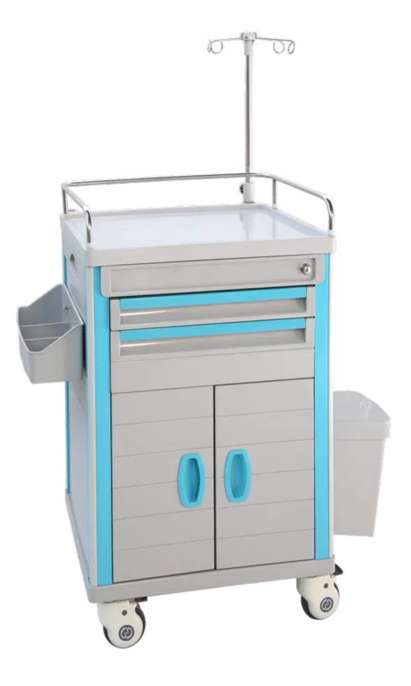 hospital mobile ABS treatment rescue trolley crash cart with drawers emergency trolley medical