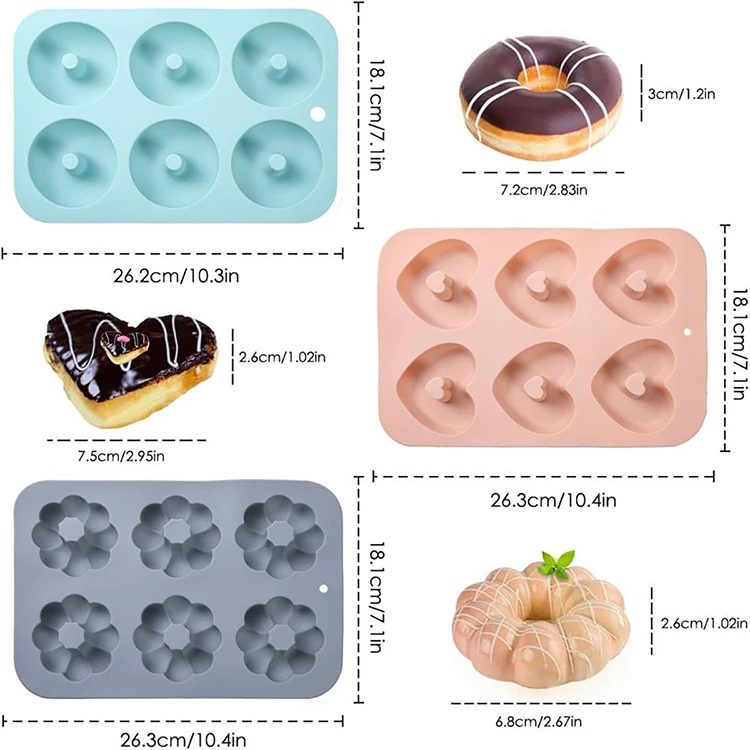 Non-stick Food Grade Silicone Doughnut Pan Muffin Cupcake Bagel Making Tray Round Heart Flower Shape Pancake Mold