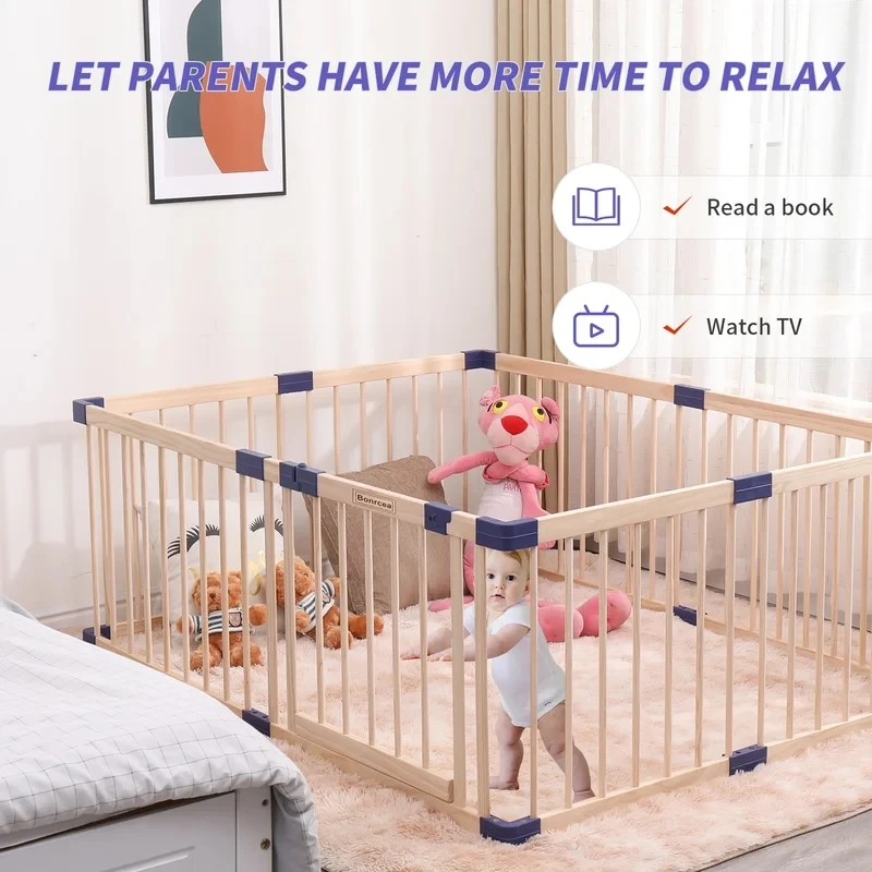 Linhao Folding Best Baby Playpen Wooden Plastic Fence Baby Safe Playpen Play Yards Baby Playpens