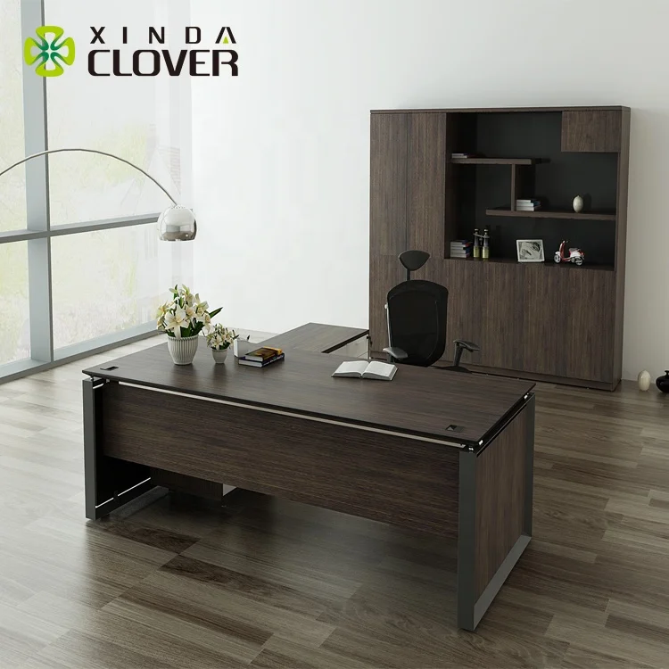 Оптовая продажа с фабрики l-образный стол руководителя директора из массива дерева современный офисный