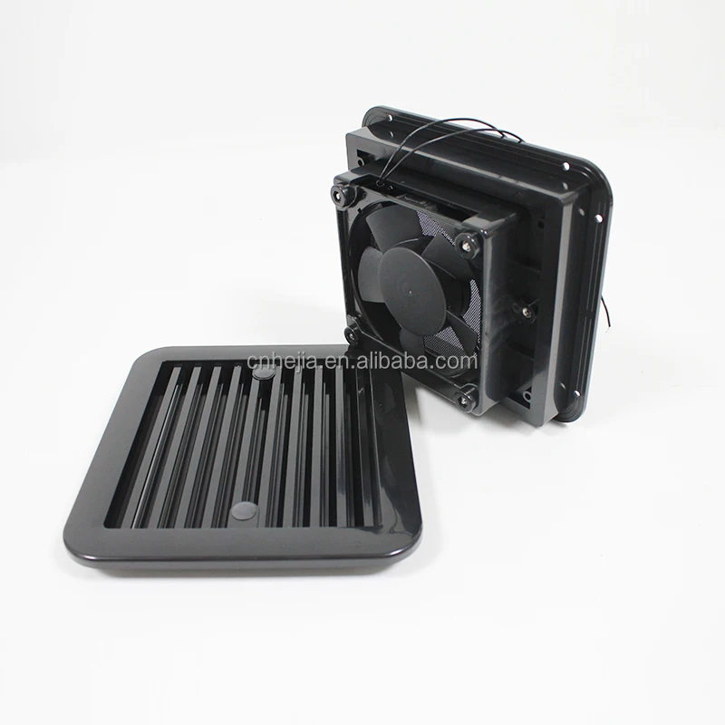 HEYRV Black Strong Wind Louver Dust and Insert proof Side Exhaust Air Vent Radiator for Caravan RV Motorhome 12V Ventilation Fan