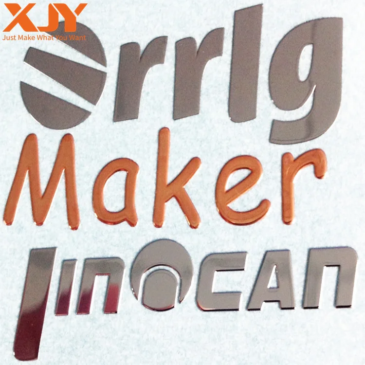 XJY custom UV Proof Waterproof 3D Logo Metallic Brand Printing Logo Die Cut transferable Sticker with logo