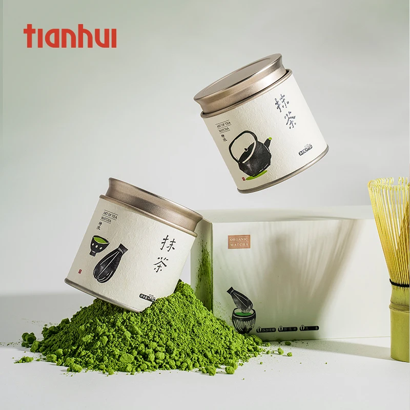 Tianhui Matcha банки герметичные с двойной крышкой маленькие круглые для порошка