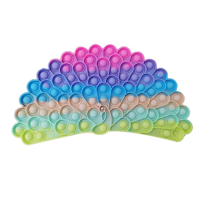 Silicone Push Pop Bubble Rainbow Color Kids Educational Toy Adult Decompression Finger Toys