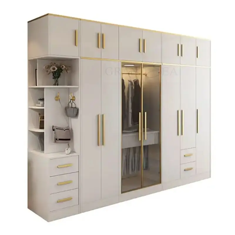 Factory Modern Wardrobe Storage Cabinet individual Closet Bedroom Furniture customized High gloss wardrobe cabinet
