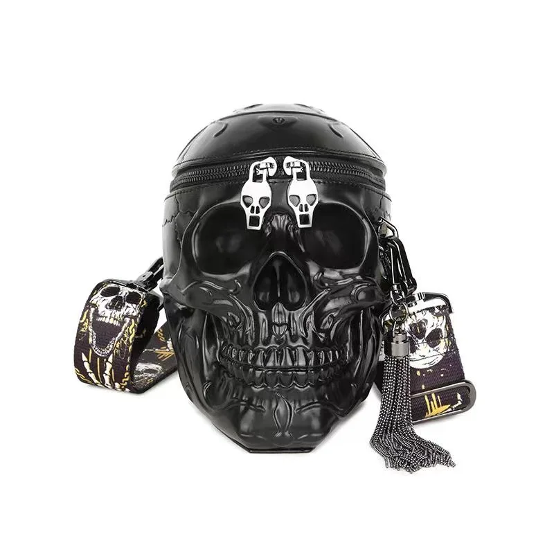 Hot New skull shape personality Halloween shoulder bag high texture ghost head backpack PU leather skull crossbody bag