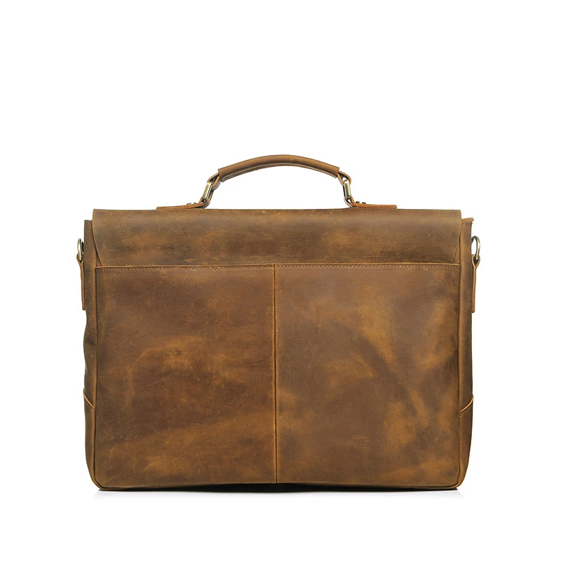 First layer crazy horse leather handbag laptop shoulder bag business briefcase satchel handmade messenger bag for men