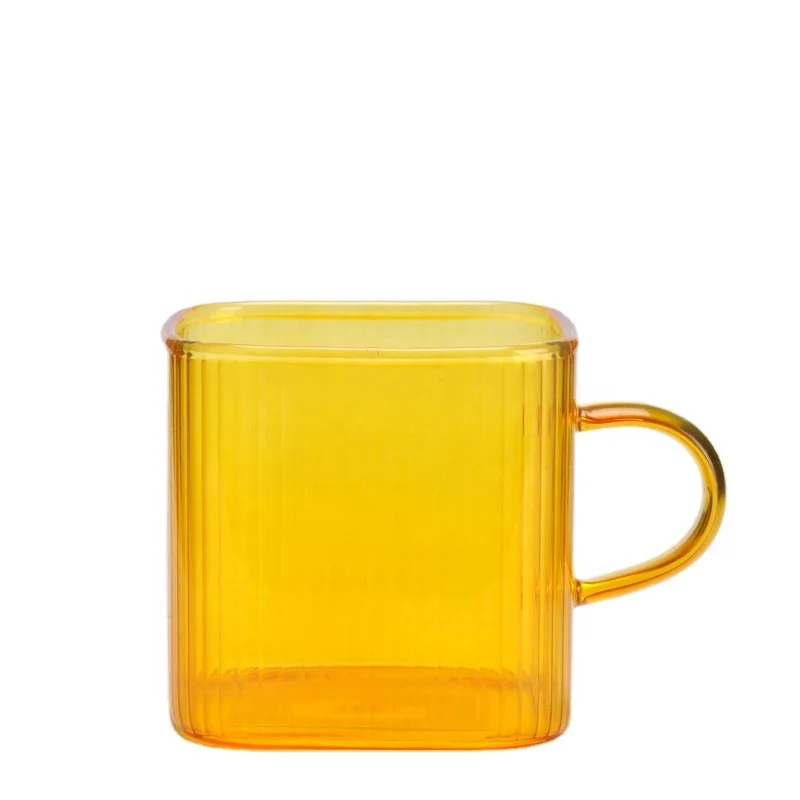 165ML square borosilicate glass drinking cup color glass cup with handle