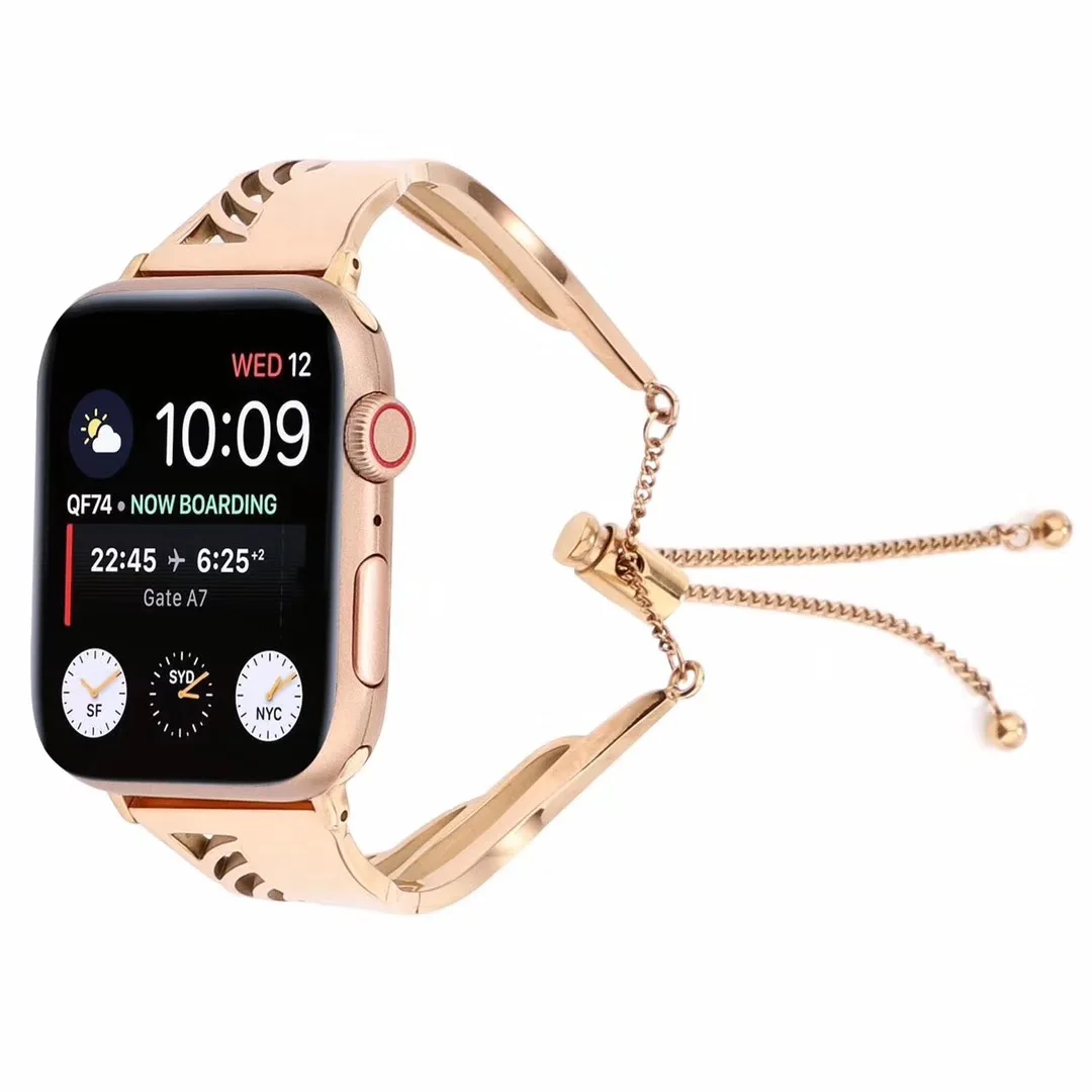 Angel Wings Stainless Steel Wrist Watch Band for Apple watch, Metal Bracelet Bangle Smart Watch Strap for Apple Series 4 3 2 1