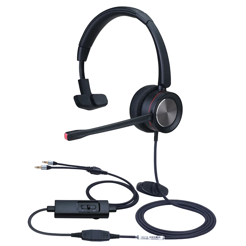 
Dh118qd call center operator external call headset with 3.5mm double plug to adjust volume and mute wired computer headset 