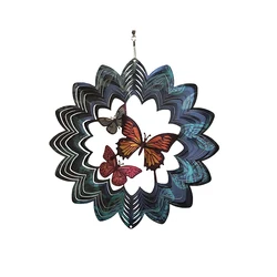 outdoor hanging 3d stainless steel decorative metal garden mandala solar light wind spinner manufacture