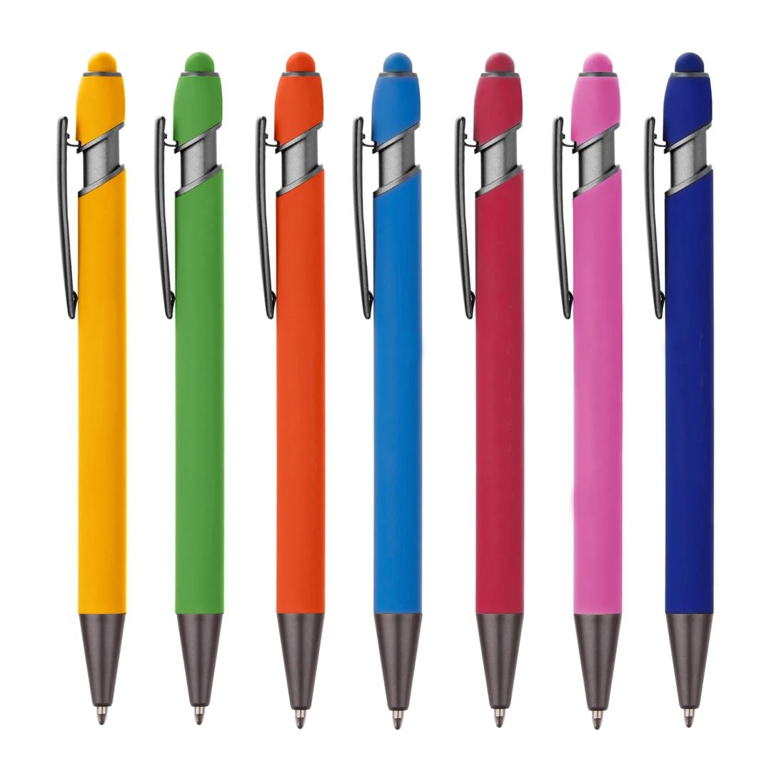 Прорезиненная металлическая ручка со стилусом тонкая индивидуальная мягкая ручка для сенсорного экрана гравировка Роскошный Металлический Стилус ручка