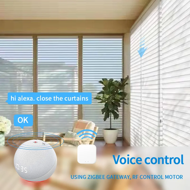 light filtering customized fabric shangri-la shades electric rechargeable moptor smart voice control shangri-la blinds