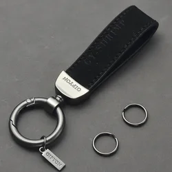 Wholesale Handmade Colorful Personalized Custom Logo Leather Genuine Leather Keychain with Silver Key Ring