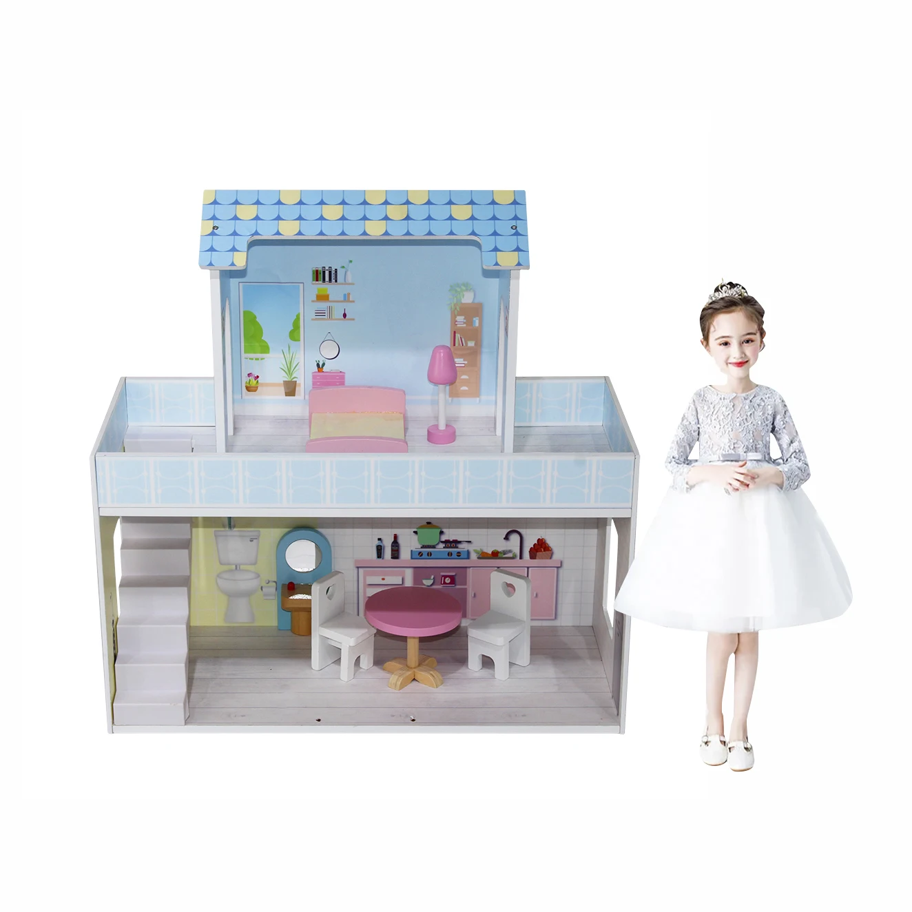 Weifu kids Villa wood dollhouse Furniture Toy DIY Pretend Play new products 2024 eco-friendly princess plays house for Girl Gift