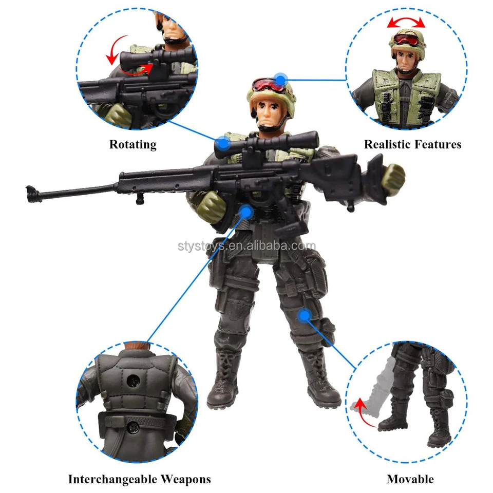 SWAT Team Military Action Figure Play Set 6Packs Army Men Soldiers Toys for Boys and Girls