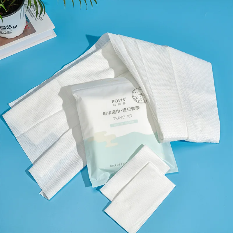 Disposable Cotton Bath Towels for Beauty Salon Travel Hand & Face Woven round & Solid Logo Compressed Roll