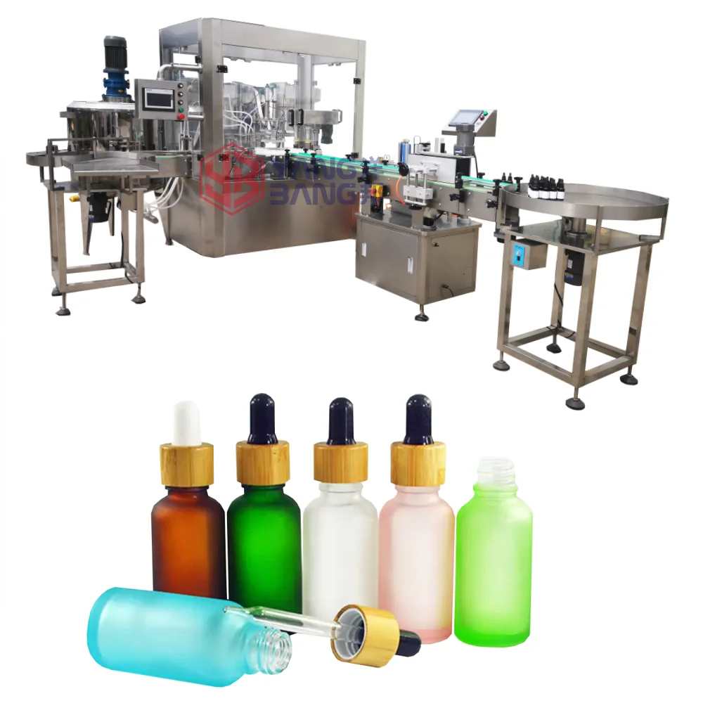 YangBang 10ml 30ml 60ml Vial Liquid Filling Machine, Essential Oil Glass Dropper Bottle Bottling and Capping Machine Line