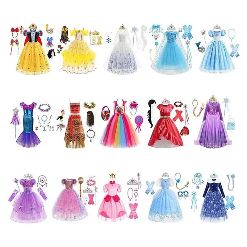 Best New Products Princess Dress For Girl Ice Queen Snow Fancy Princess Dress Costume for Cosplay Party