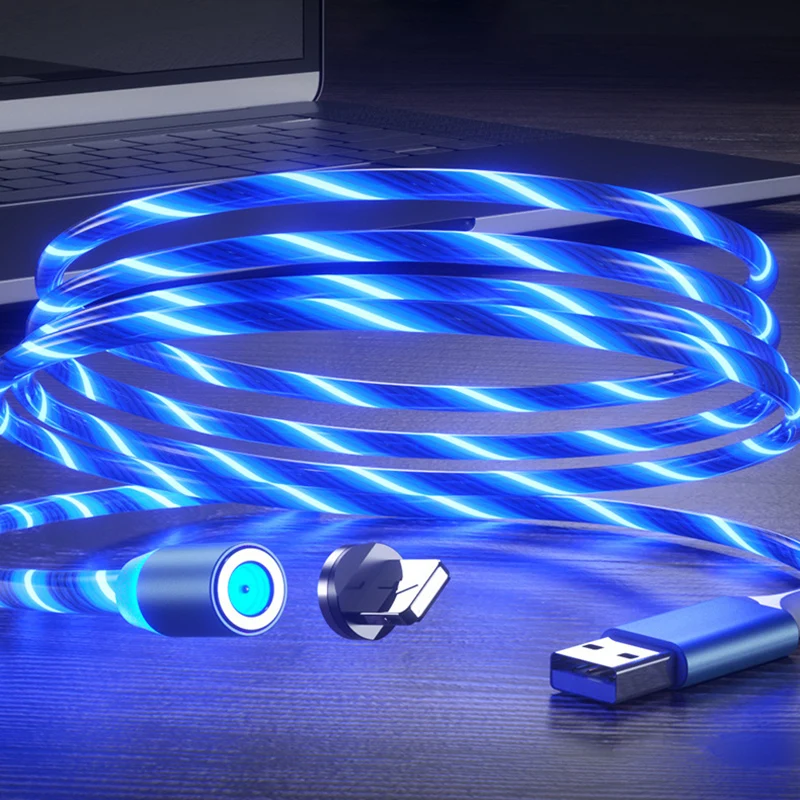  Бесплатный образец Светодиодный светящийся Магнитный USB-кабель для быстрой зарядки 3 в