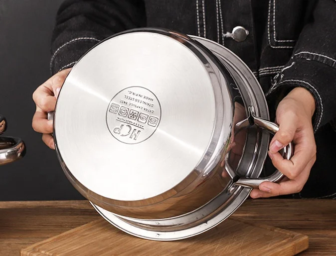 
Hot sale 10pcs Sandwich Bottom Royal Prestige Non Stick Stainless Steel Happy Baron Cookware Hot Pot Set cookware sets Induction 