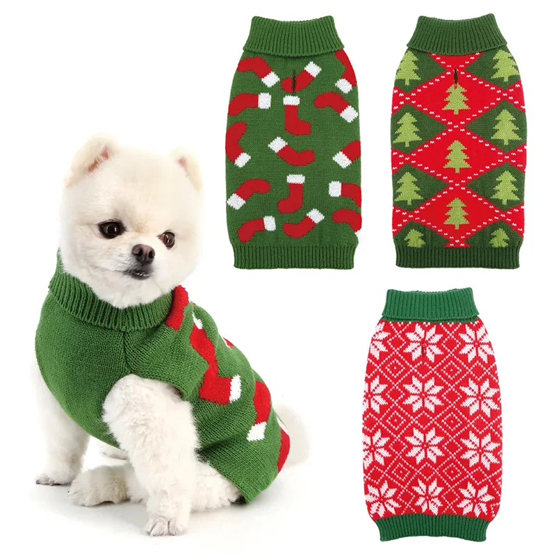 Luxury Fashions Warm Soft Cute Pullover Winter Christmas Small Designer Dog Clothes Wholesale Carton Packaging Custom Service