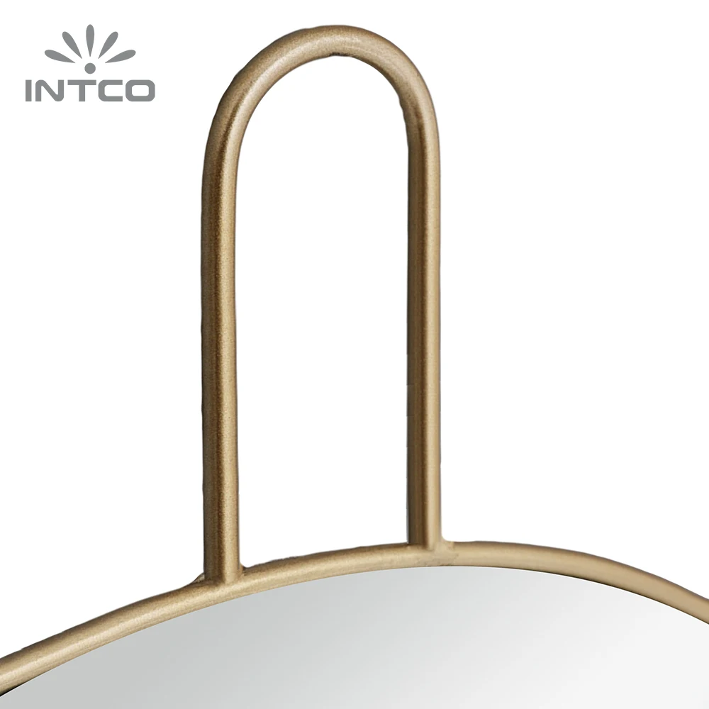 INTCO Wholesale New Arrival Modern Wall Decorative Metal Round Framed Makeup Mirror with Fashion Hanger