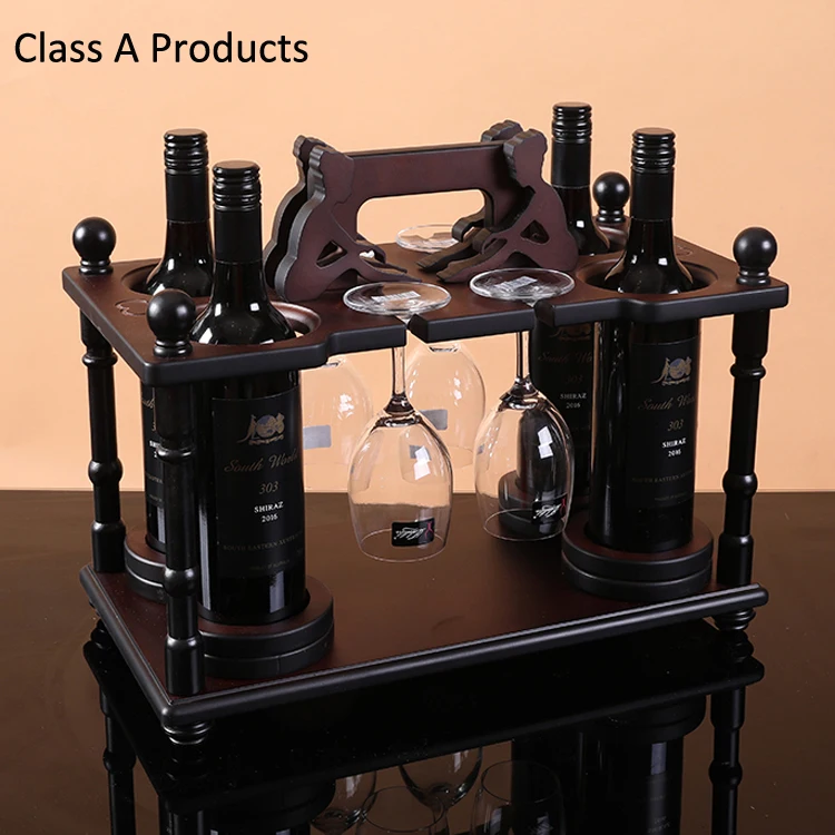Wood Wine Glass Bottle Tree Rack Stand Holder