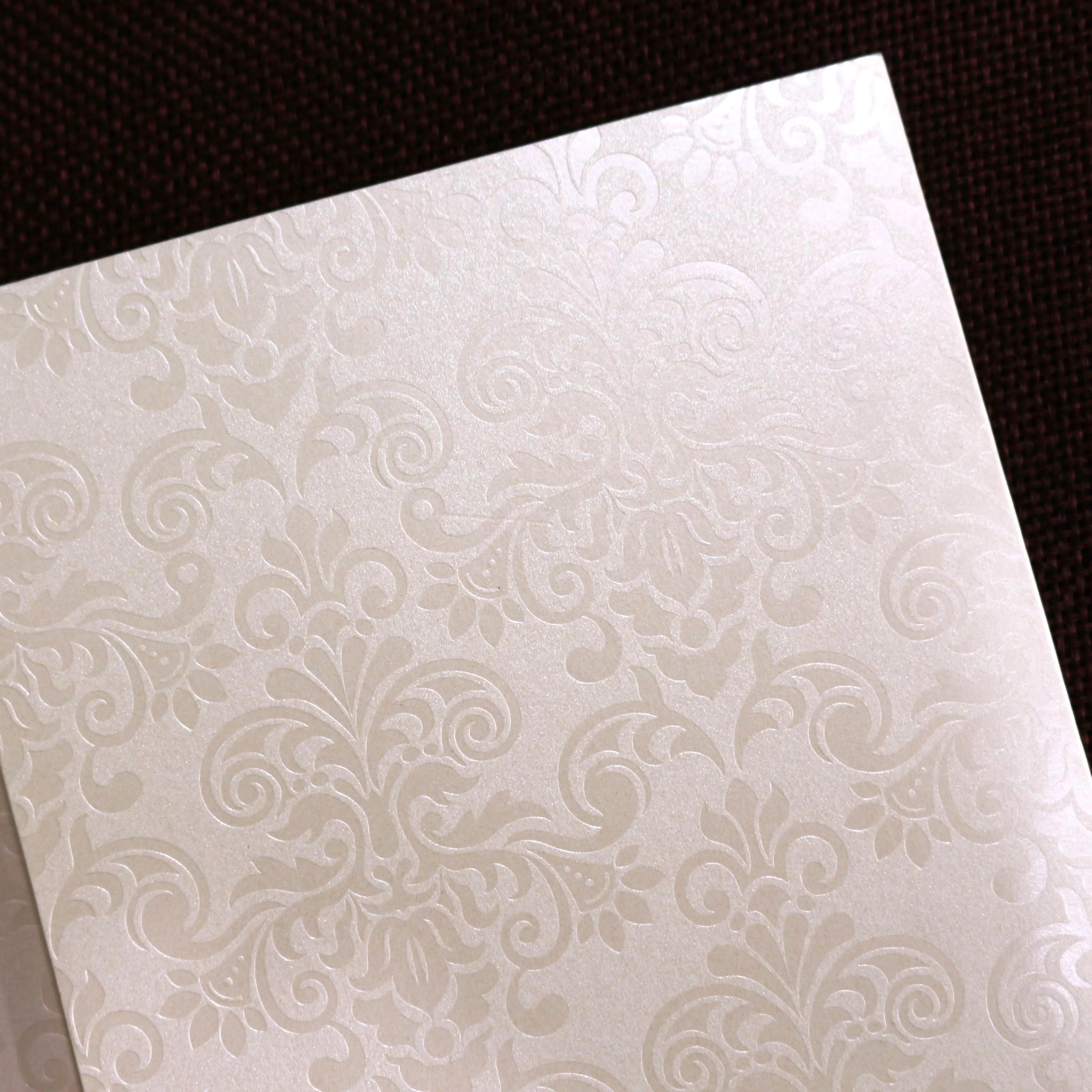 Pocket Shape Powder Decorated Luxurious  Wedding Invitation Cards