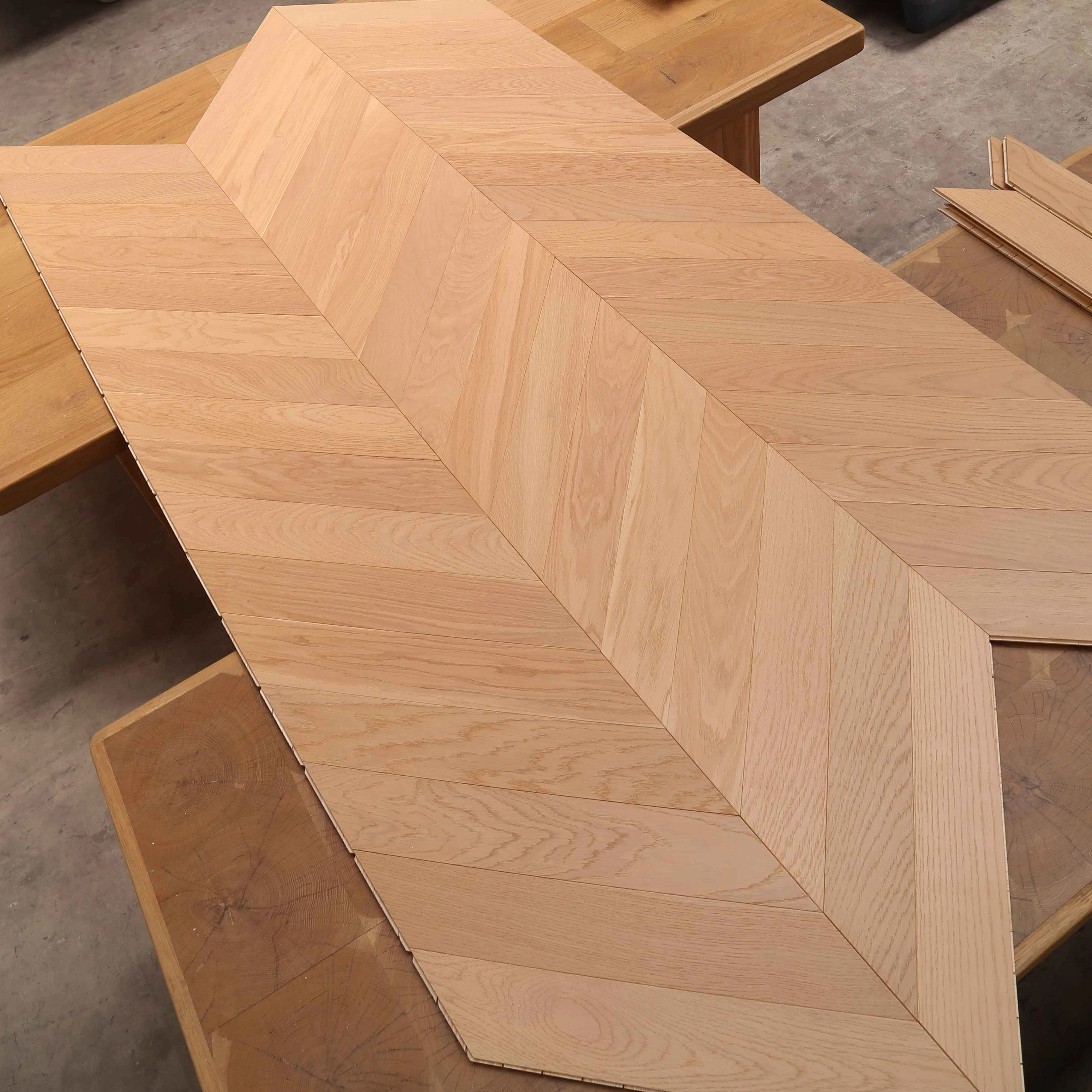 [ Name: Champagne ] Chevron white oak 3-layer engineered wood flooring