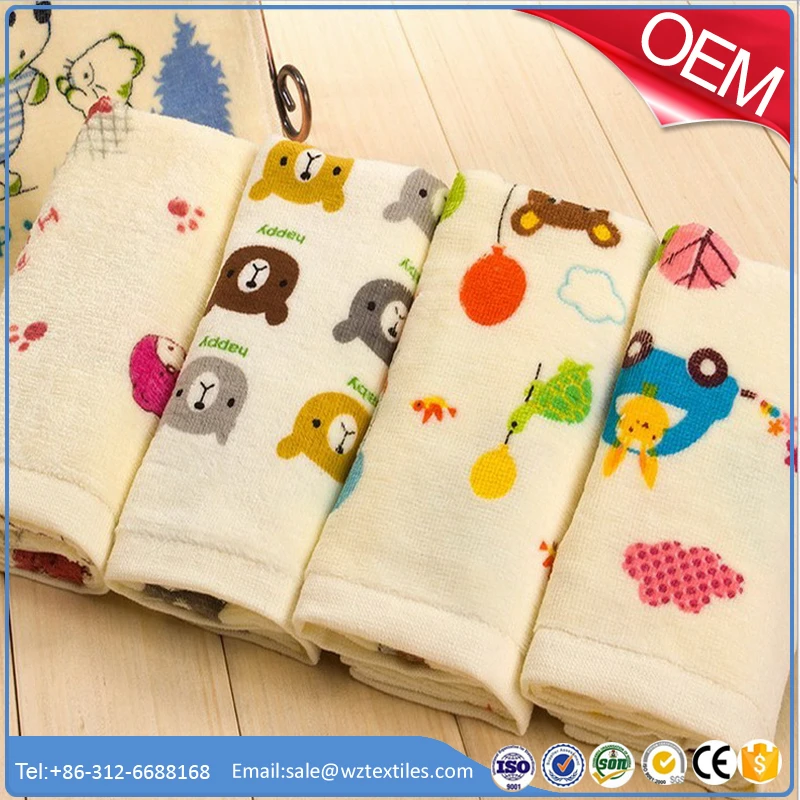 25cm*25cm animal jacquard terry cotton baby face towel,bamboo muslin baby washclothes