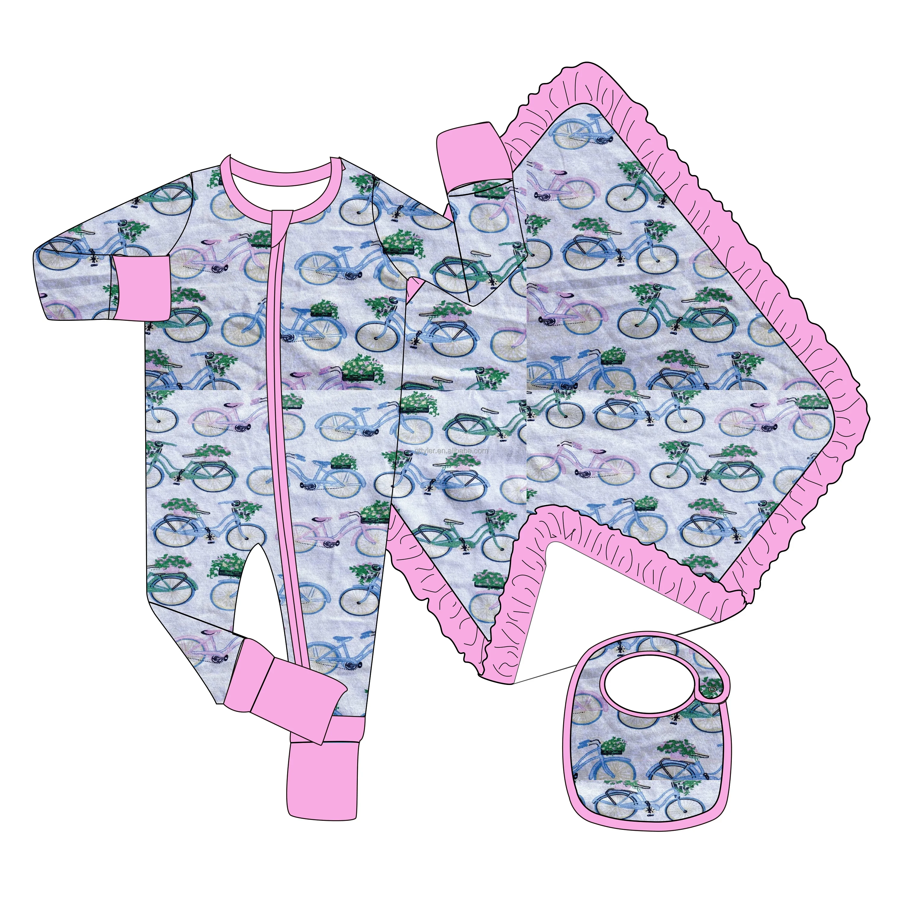 Yihui Baby Bubble  Wholesale Hot Sale OEM Infant Baby Girl Outfit Ruffle Romper Ribbed Body Suit Summer Cotton