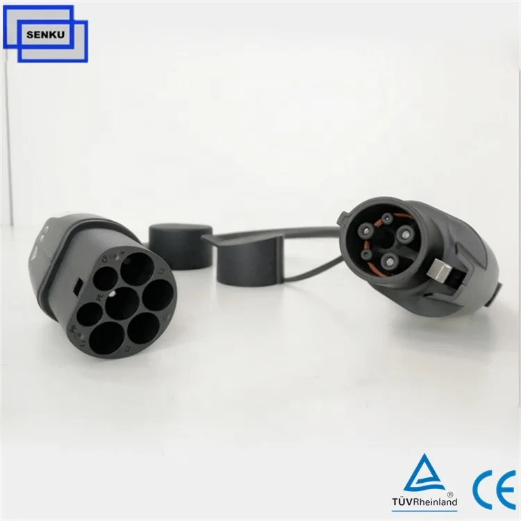 Type2 Electric Charging Points 32A type2 to type1 EV Adapter with 0.5m Phev Charging Cable