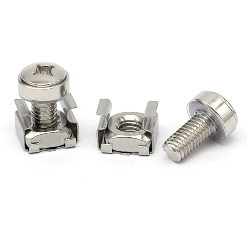 M6 *16 mm Rack Mount Cage Nuts, Screws and Washers  Square Insert Nuts for Audio Server Console Mounting Routers, Shelves