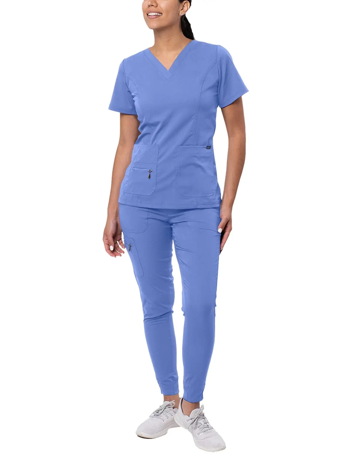 Wholesale V-neck Customized Fashionable Polyester Women Medical Nurse Scrubs Uniforms Sets Hospital Easter Scrubs Suits